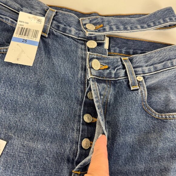 AGOLDE NEW Broken Jean Medium Wash Straight Leg Button Fly Size 26 Designer - Picture 5 of 14